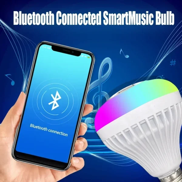 Wireless Smart Light Bulb LED Bluetooth Speaker with Remote Control, RGB color Changing Speaker Music Light Bulb with Built-in