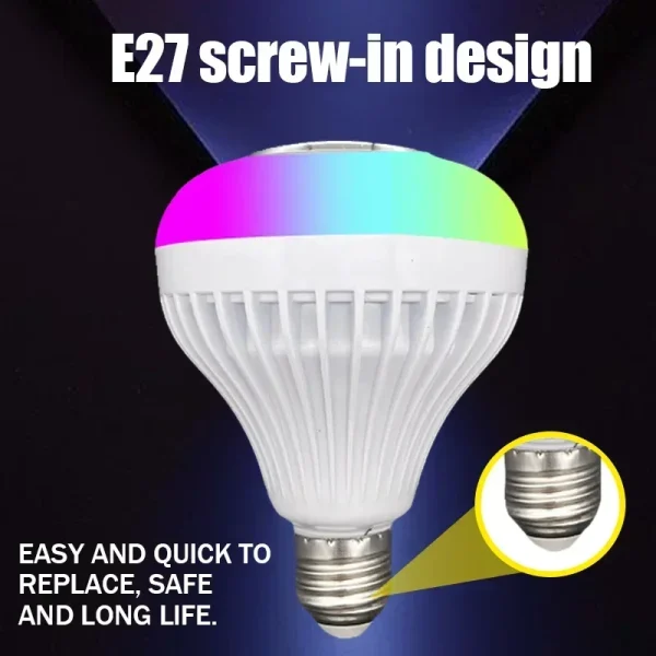 Wireless Smart Light Bulb LED Bluetooth Speaker with Remote Control, RGB color Changing Speaker Music Light Bulb with Built-in